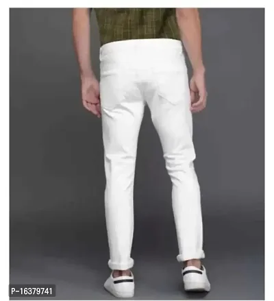 Men Plain White Jeans-thumb2