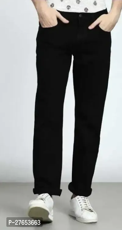 Stylish Black Denim Mid-Rise Jeans For Men-thumb0