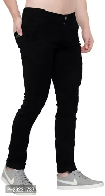 Stylish Black Denim Mid-Rise Jeans For Men-thumb2