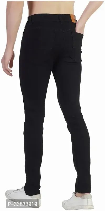 Stylish Cotton Blend Black Regular Fit Mid-Rise Jeans For Men-thumb2