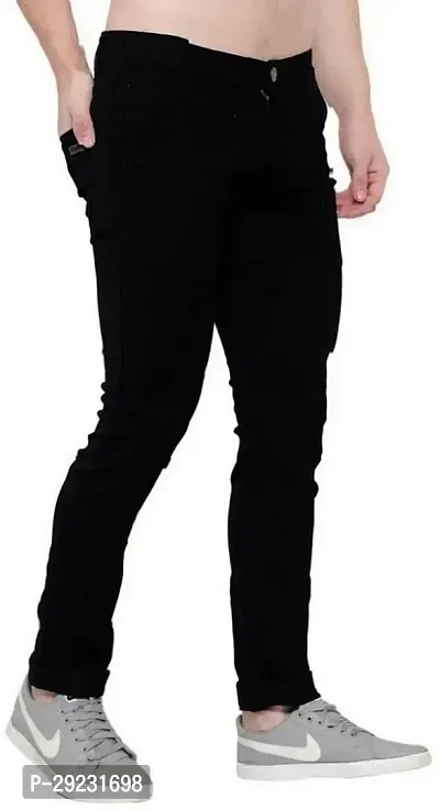 Stylish Black Denim Mid-Rise Jeans For Men-thumb5