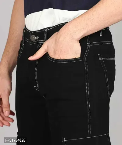 Stylish Black Cotton Blend Solid Cargos For Men-thumb3