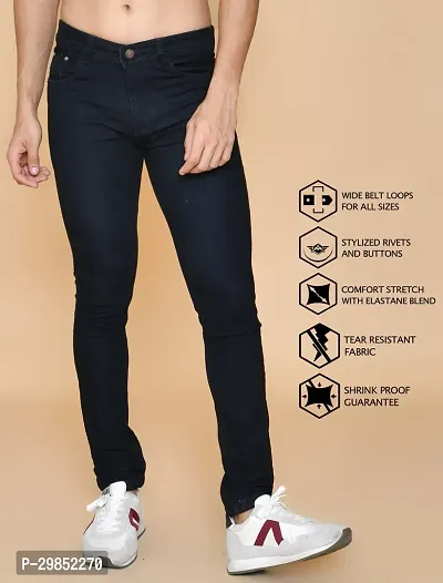 Comfortable Black Denim Mid-Rise Jeans For Men