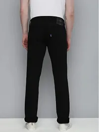 Stylish Polyester Black Regular Fit Mid-Rise Jeans For Men-thumb1