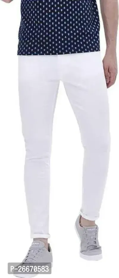 Stylish White Denim Mid-Rise Jeans For Men-thumb0