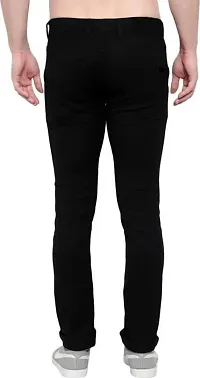 Stylish Black Denim Solid Mid-Rise Jeans For Men-thumb1