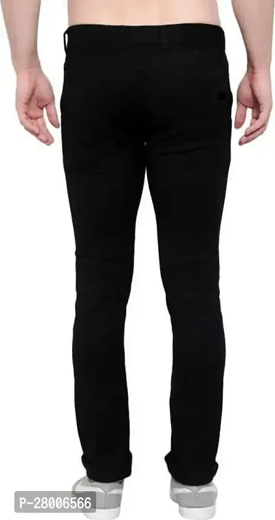 Stylish Black Denim Solid Mid-Rise Jeans For Men-thumb2