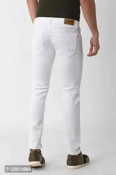 FOSEN Stylish White Lycra Blend Mid-Rise Jeans For Men-thumb2