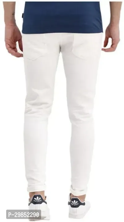 Comfortable White Denim Mid-Rise Jeans For Men-thumb2