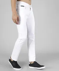 Bestloo Stylish White Cotton Blend Mid-Rise Jeans For Men-thumb3