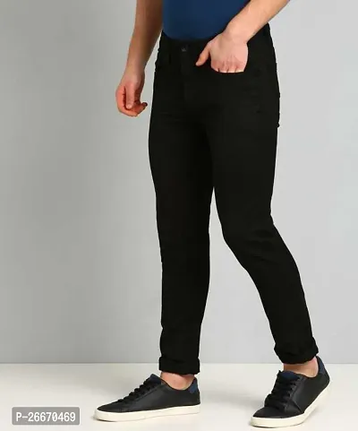 Stylish Black Denim Mid-Rise Jeans For Men-thumb4