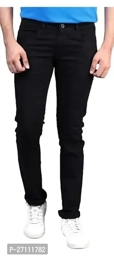 Stylish Black Cotton Blend Mid-Rise Jeans For Men-thumb0