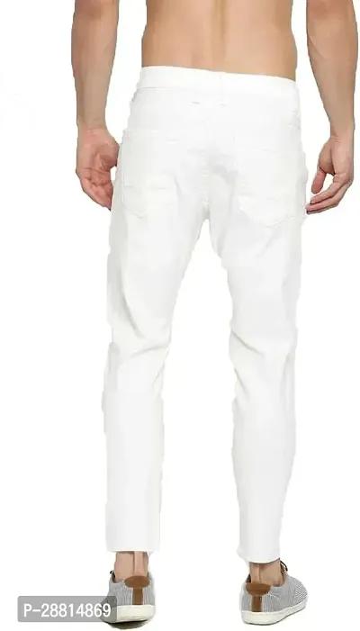 FLETE Stylish White Denim Mid-Rise Jeans For Men-thumb2