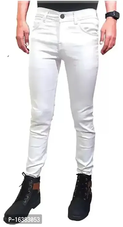 Men Plain White Jeans