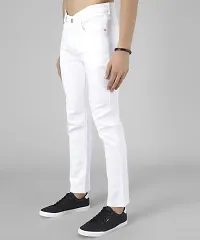 Bestloo Stylish White Cotton Blend Mid-Rise Jeans For Men-thumb2