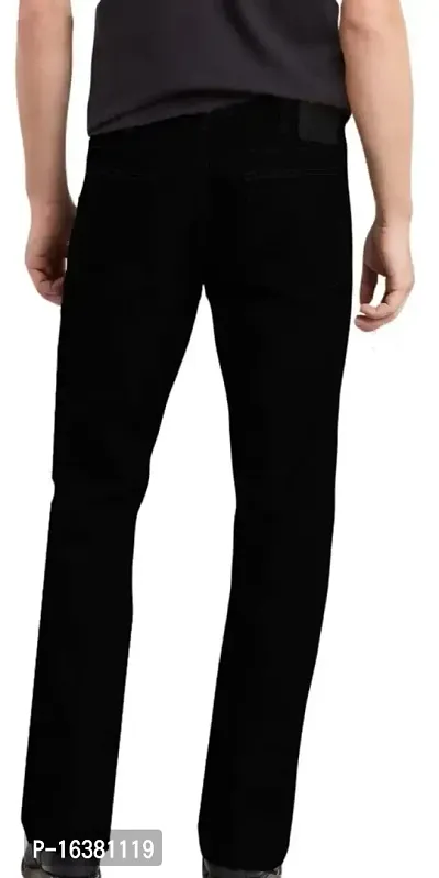 MEN KNEE SLIT BLACK JEANS-thumb2