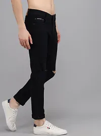 Stylish Black Denim Mid-Rise Jeans For Men-thumb3