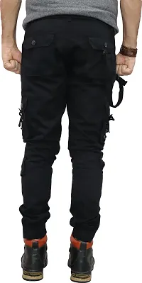 Stylish Black Cotton Blend Cargos For Men-thumb1