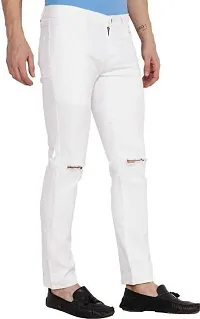 Stylish White Denim Solid Mid-Rise Jeans For Men-thumb2