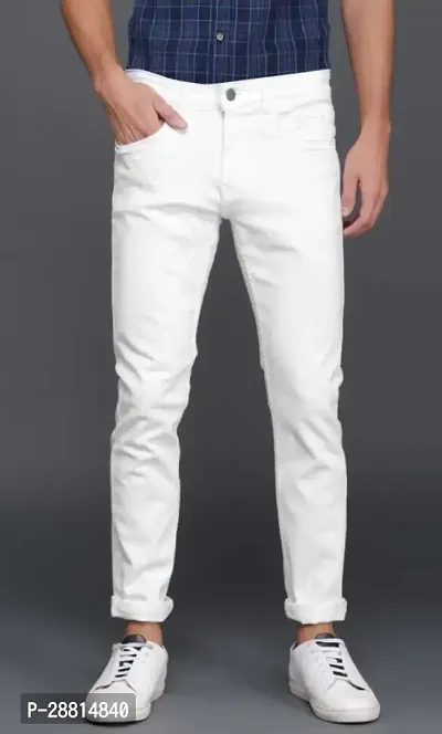SPERICO Stylish White Cotton Blend Mid-Rise Jeans For Men-thumb0
