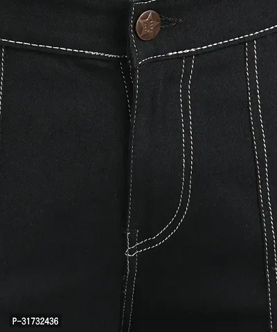 Stylish Black Denim Solid Mid-Rise Jeans For Men-thumb4