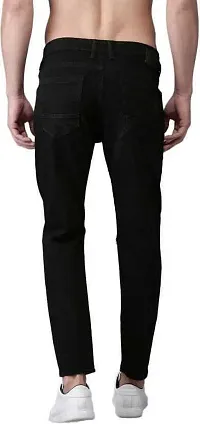 Stylish Black Denim Solid Mid-Rise Jeans For Men-thumb1