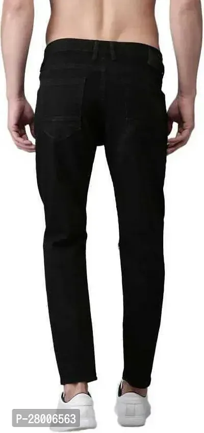 Stylish Black Denim Solid Mid-Rise Jeans For Men-thumb2