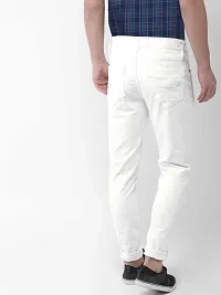 Stylish White Denim Blend Mid-Rise Jeans For Men-thumb1