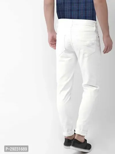 Stylish White Denim Blend Mid-Rise Jeans For Men-thumb2