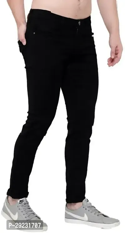 Stylish Black Denim Mid-Rise Jeans For Men-thumb4