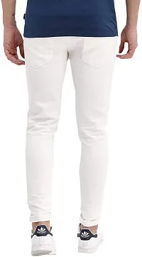 Stylish White Cotton Blend Mid-Rise Jeans For Men-thumb1