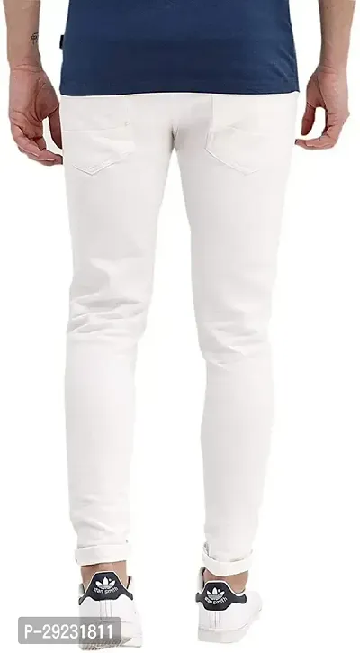 Stylish White Cotton Blend Mid-Rise Jeans For Men-thumb2