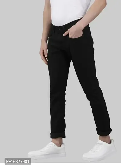 Men Plain Black Jeans-thumb3