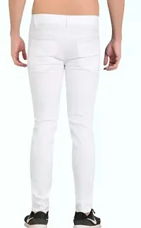 Stylish White Cotton Blend Mid-Rise Jeans For Men-thumb1