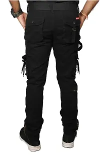 Stylish Black Cotton Blend Cargos For Men-thumb1