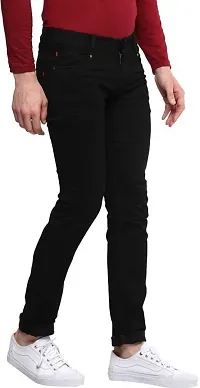 Stylish Cotton Blend Black Regular Fit Mid-Rise Jeans For Men-thumb2