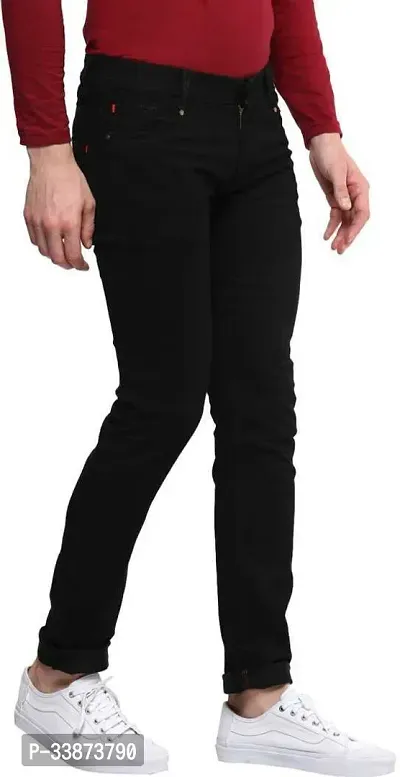 Stylish Cotton Blend Black Regular Fit Mid-Rise Jeans For Men-thumb3