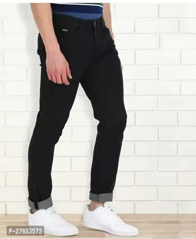 Stylish Black Denim Mid-Rise Jeans For Men-thumb0