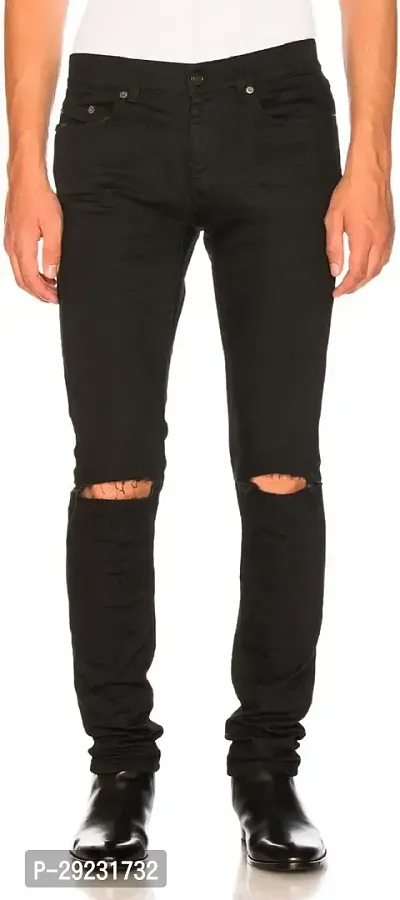 Stylish Black Denim Mid-Rise Jeans For Men-thumb0