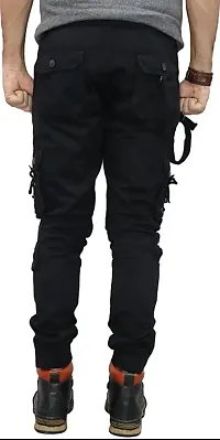 Stylish Black Cotton Cargos For Men-thumb1