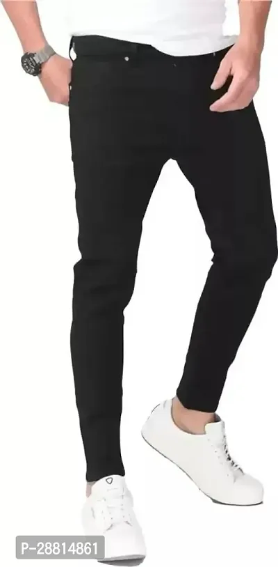 flete Stylish Black Denim Mid-Rise Jeans For Men-thumb2