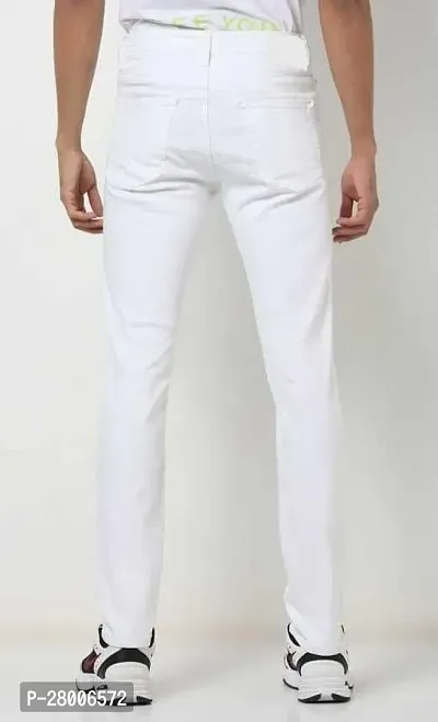 Stylish White Denim Solid Mid-Rise Jeans For Men-thumb2