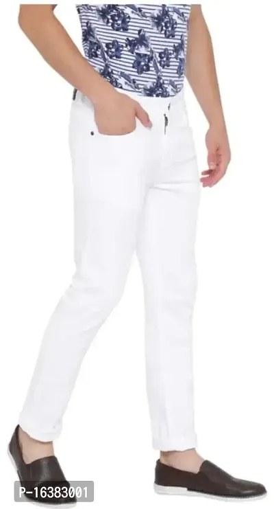 Men Plain White Jeans-thumb2