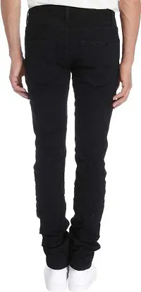 Stylish Black Denim Solid Mid-Rise Jeans For Men-thumb1