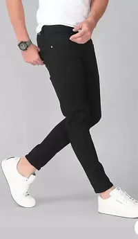 Coolcafe Stylish Black Lycra Blend Mid-Rise Jeans For Men-thumb2