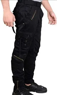 Stylish Black Cotton Blend Cargos For Men-thumb1