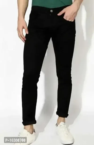 Men Plain Black Jeans-thumb0