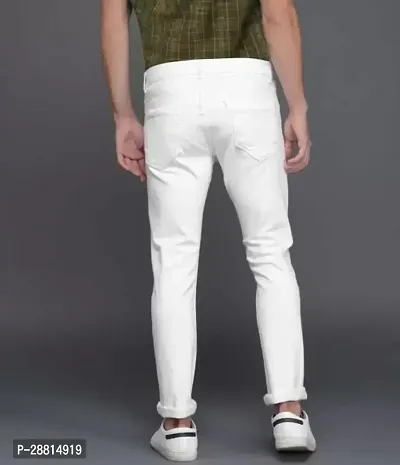 FLETE Stylish White Denim Mid-Rise Jeans For Men-thumb4