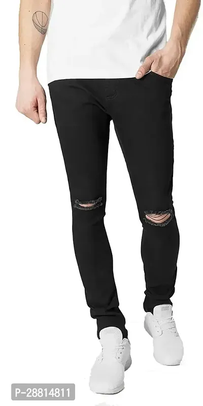 FLETE Stylish Black Denim Mid-Rise Jeans For Men-thumb0