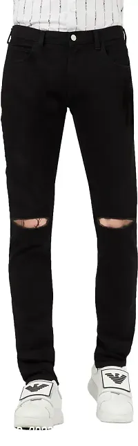 Stylish Black Denim Mid-Rise Jeans For Men-thumb0